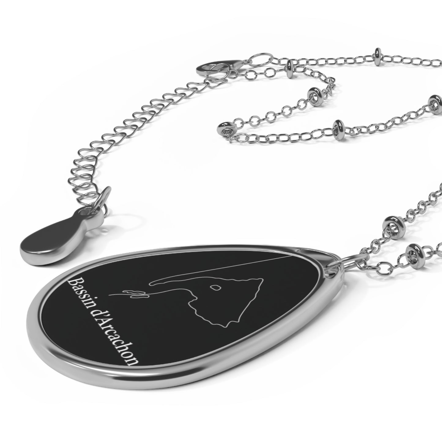 Collier Ovale Noir – Tracé Blanc du Bassin d’Arcachon | Édition BAMG