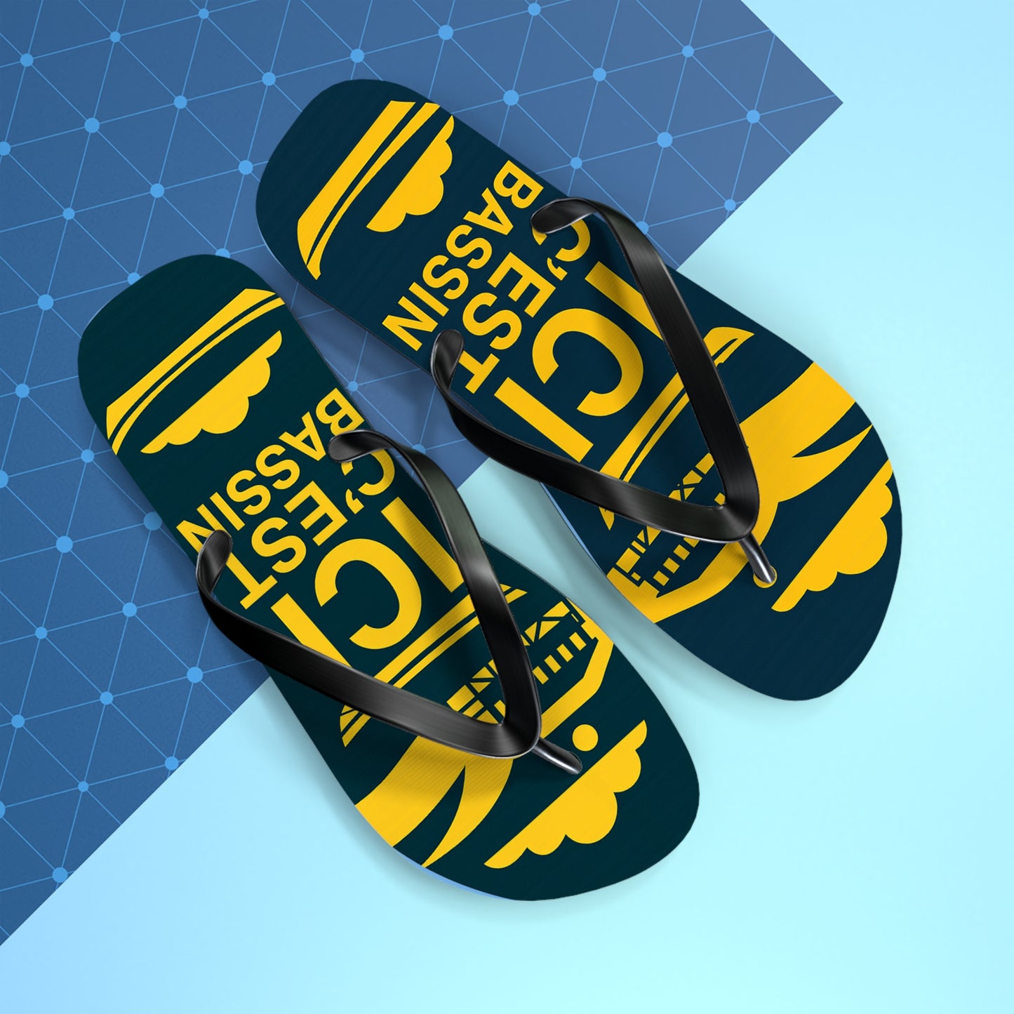 Tongs « ICI C’EST BASSIN » – Tongs de plage uniques, souvenir du Bassin d’Arcachon, confort et style été