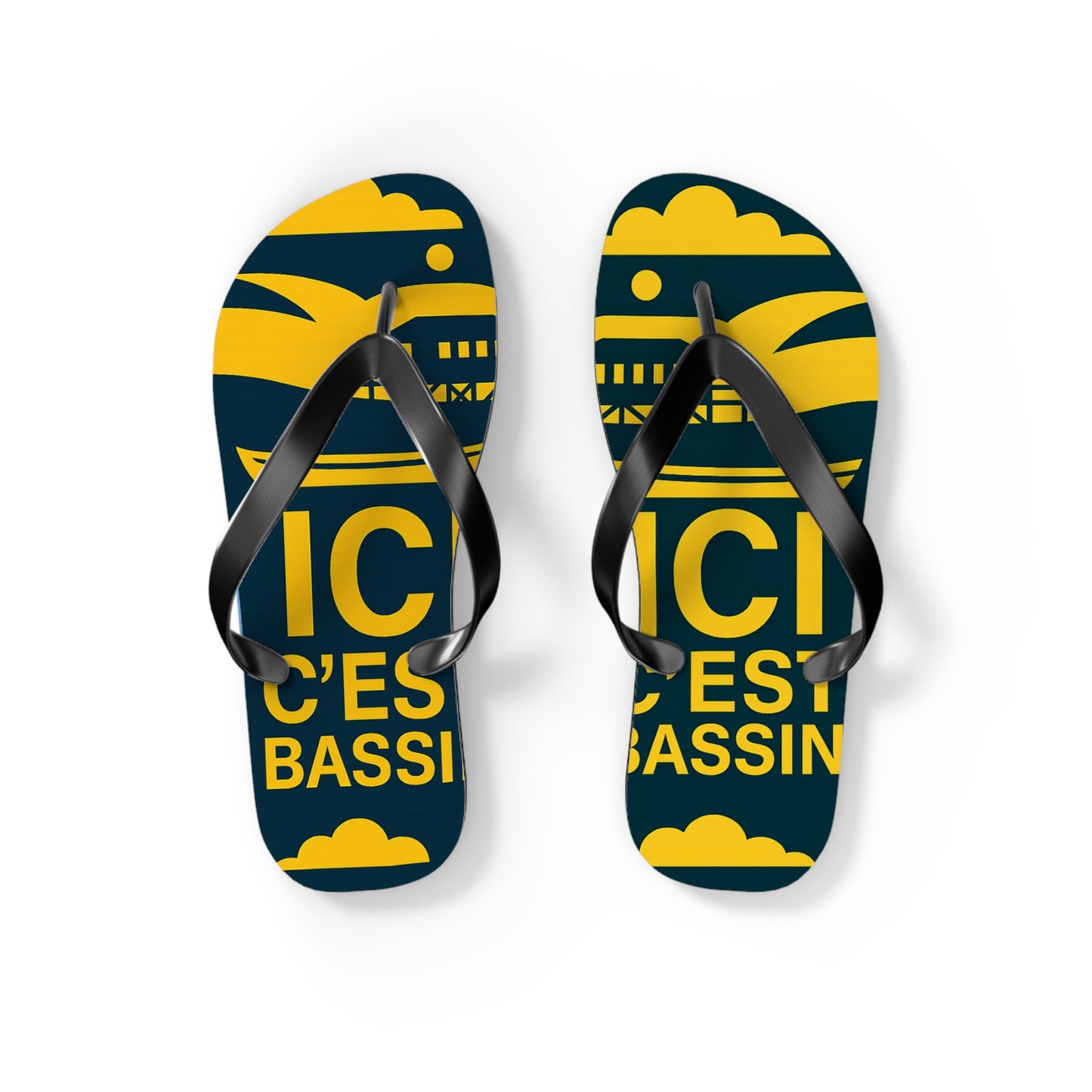 Tongs « ICI C’EST BASSIN » – Tongs de plage uniques, souvenir du Bassin d’Arcachon, confort et style été