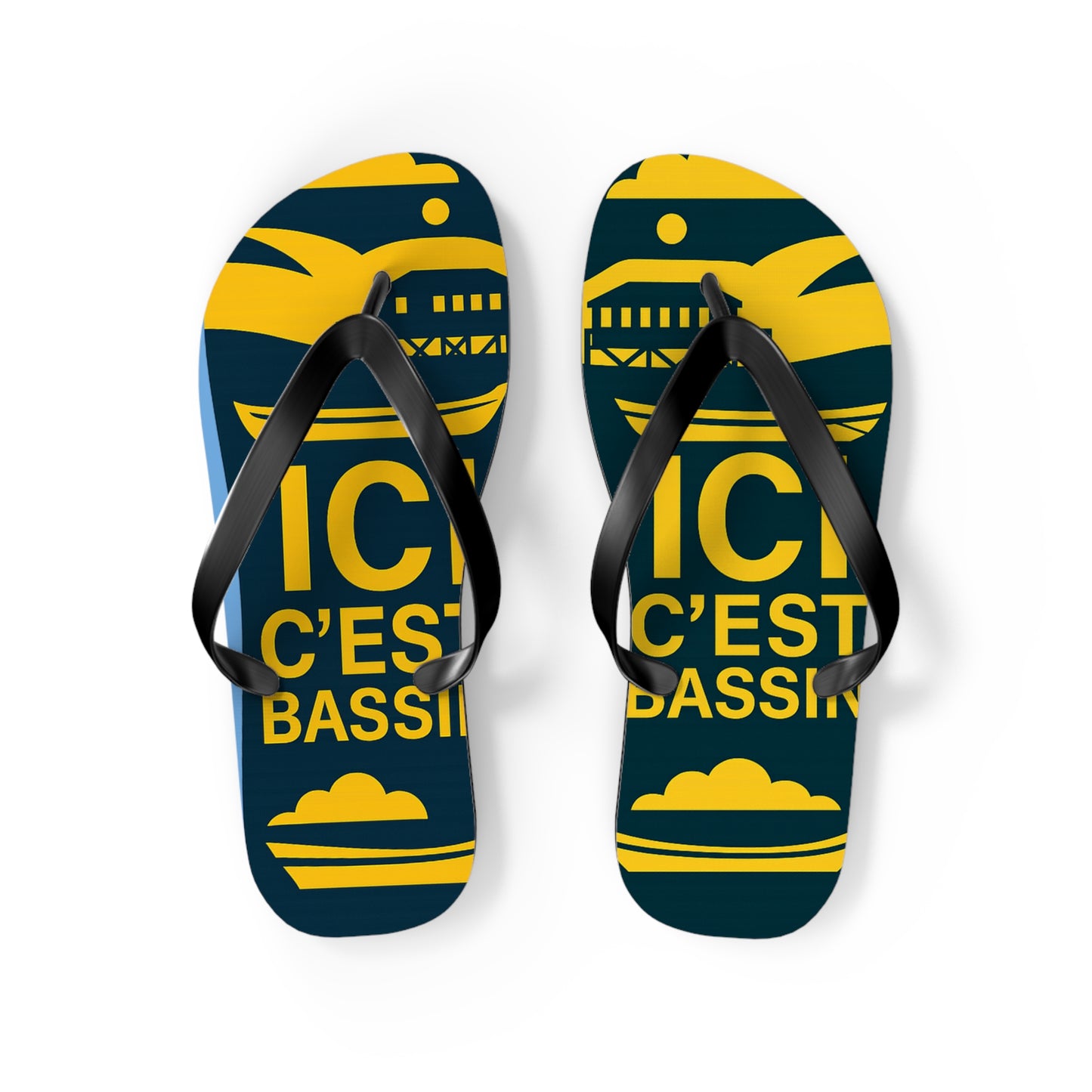 Tongs « ICI C’EST BASSIN » – Tongs de plage uniques, souvenir du Bassin d’Arcachon, confort et style été