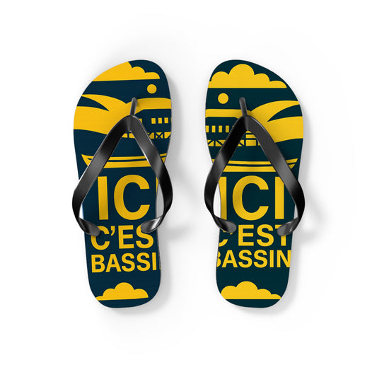 Tongs « ICI C’EST BASSIN » – Tongs de plage uniques, souvenir du Bassin d’Arcachon, confort et style été