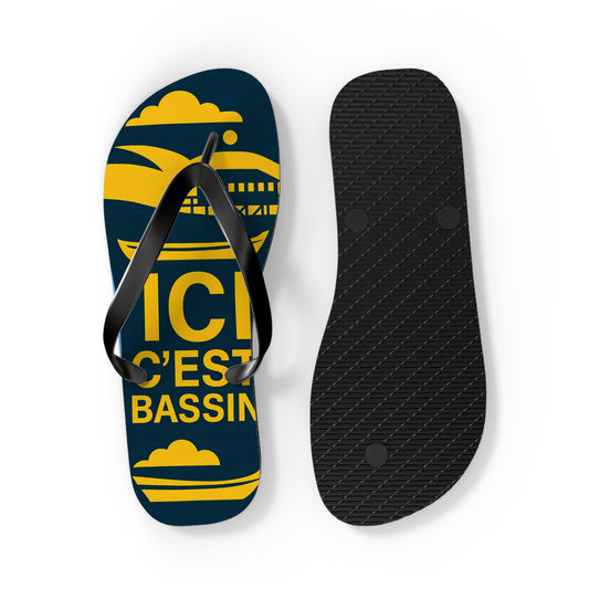 Tongs « ICI C’EST BASSIN » – Tongs de plage uniques, souvenir du Bassin d’Arcachon, confort et style été