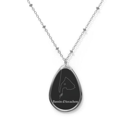 Collier Ovale Noir – Tracé Blanc du Bassin d’Arcachon | Édition BAMG