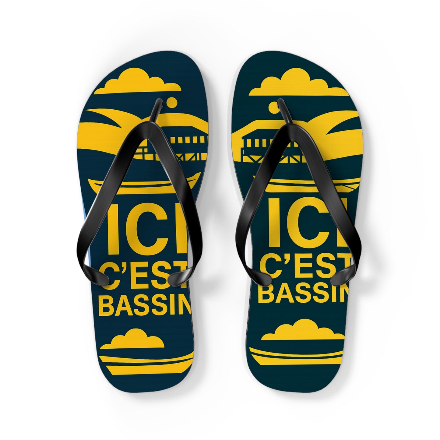 Tongs « ICI C’EST BASSIN » – Tongs de plage uniques, souvenir du Bassin d’Arcachon, confort et style été