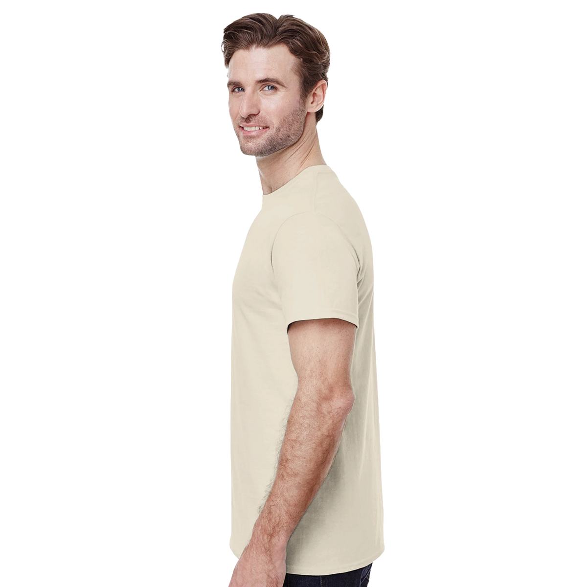 T-shirt Emblème Sable BAMG porté de profil